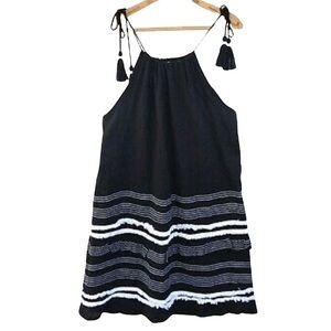 Chelsea & Theodore Women’s Black and White Fringed Skirted Tent Dress Size Med